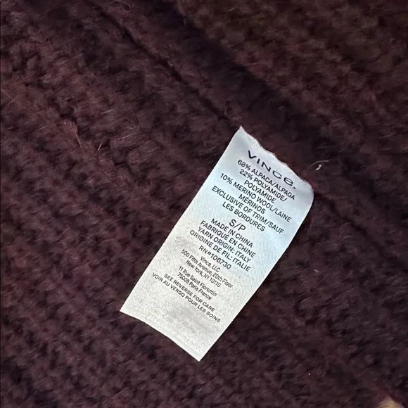 Vince Chunky Cardigan Sweater deep plum alpaca blend small - Picture 3 of 6